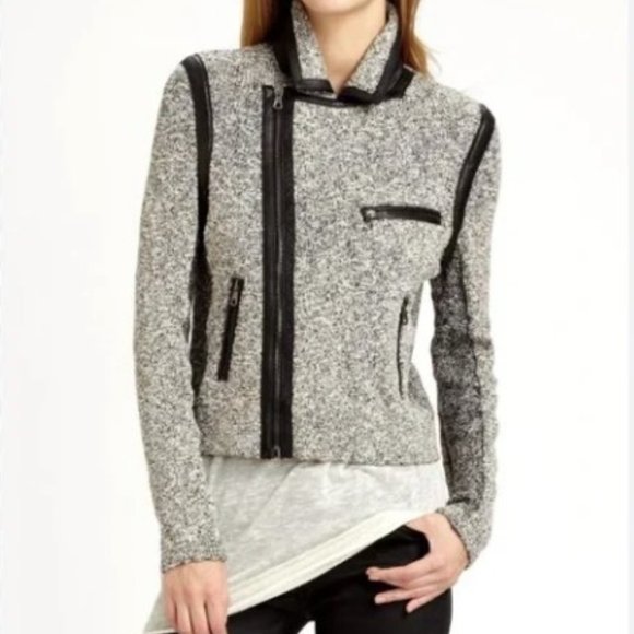 rag & bone Jackets & Blazers - Rag & Bone tweed boucle leather trim moto jacket size M
